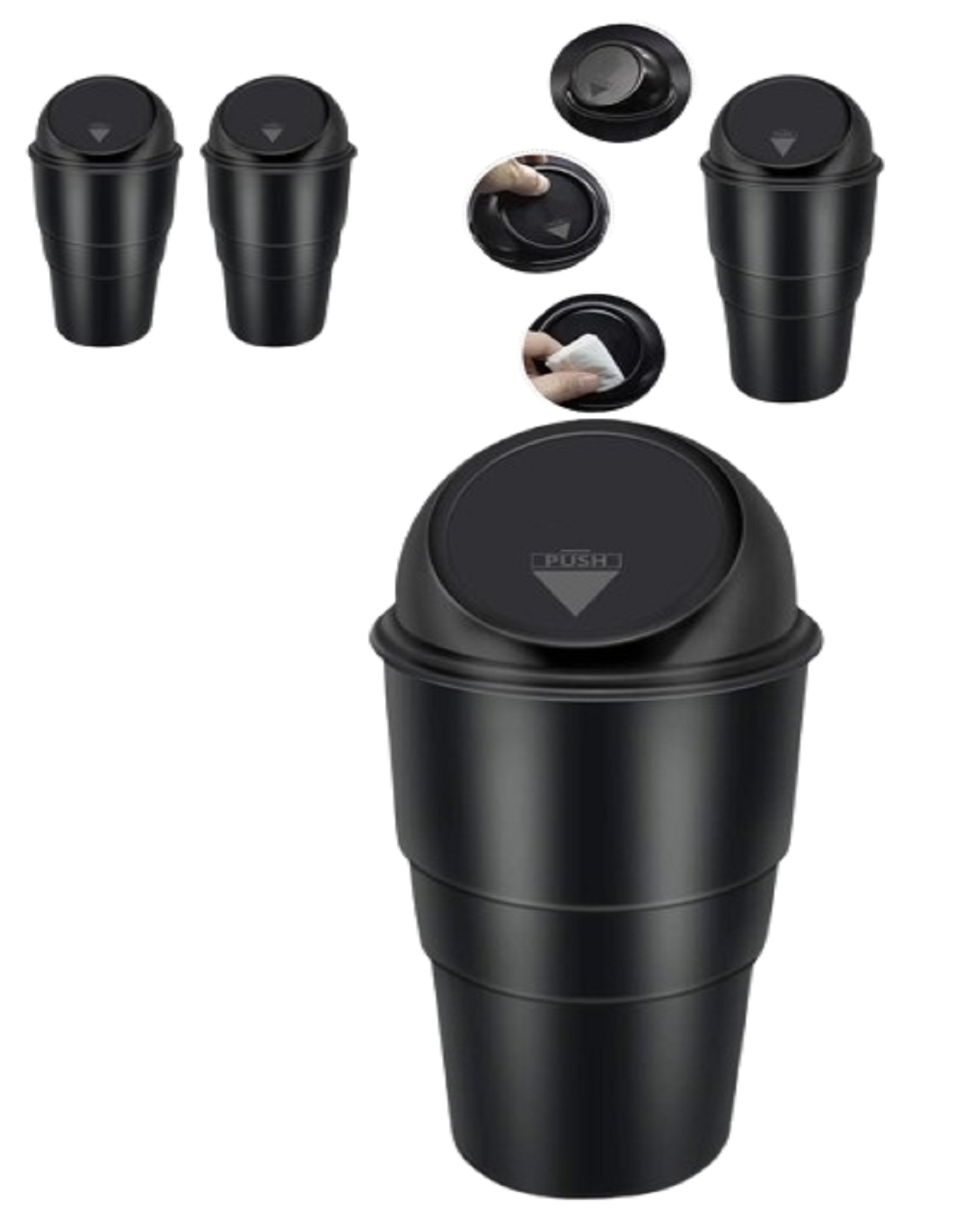 Mini Car Dustbin / Trash Can With A Spring Push Lid